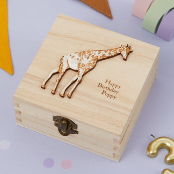 Personalised New Baby Giraffe Trinket Box, 2 of 2