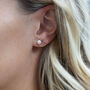 Gold Plated Heart With Pearl Stud Earrings, thumbnail 1 of 3