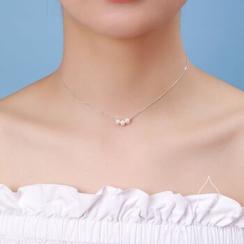 Genuine Pearl Trio Choker Necklace In Sterling Silver, 2 of 9