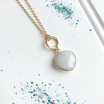 Gold Circle Moonstone Necklace, 4 of 5