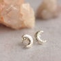 Little Crescent Moon Silver Stud Earrings, thumbnail 1 of 5