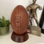 Mini Leather Rugby Ball With Display Stand, thumbnail 2 of 4