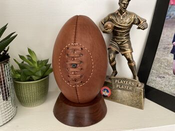 Mini Leather Rugby Ball With Display Stand, 2 of 4