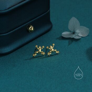 Tiny Frog Stud Earrings In Sterling Silver, 3 of 12