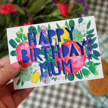 Happy Birthday Mum Floral Paper Cut Card, 2 of 5