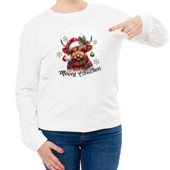 Mooey Christmas Highland Cow Jumper, 4 of 4