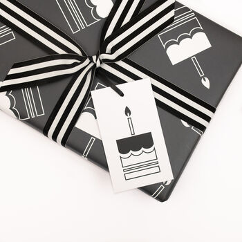 Luxury Black And White, Birthday Cake Wrapping Paper, 2 of 5