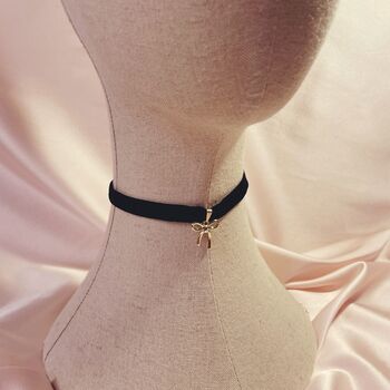 Bobbie Bow Charm Narrow Silk Choker, 4 of 7