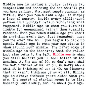 Middle Age Funny Quotes, A5 Unframed Print, 2 of 6
