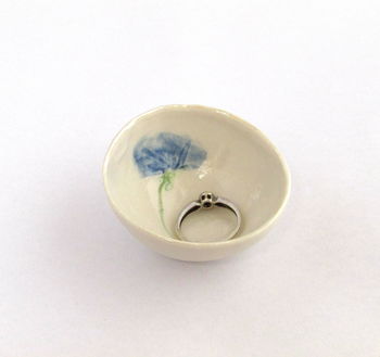 Small Porcelain Bowl Pressed With Blue Flower, 2 of 6