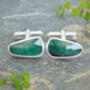 8ct Emerald Cufflinks In Sterling Silver, thumbnail 1 of 2