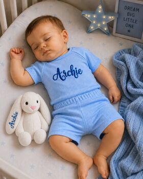 Personalised Bunny Rabbit, Custom Embroidered Plush Toy, Baby Shower Gift, Ce Certified, 3 of 12