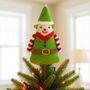 Handmade Felt Eco Elf Christmas Tree Topper, thumbnail 1 of 2