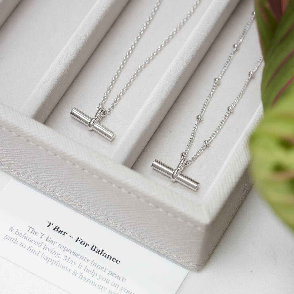 T bar necklace silver Clearance