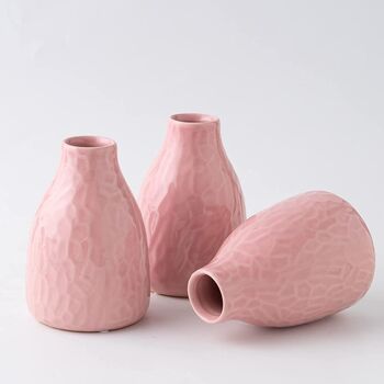 Set Of Three Glazed Pink Ceramic Flower Vase, 3 of 6