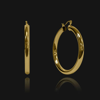 Thick Gold Plated Hoop Earrings 50mm, 3 of 6