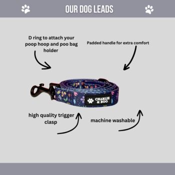 Navy And Pink Floral Dog Lead/Leash, 4 of 5