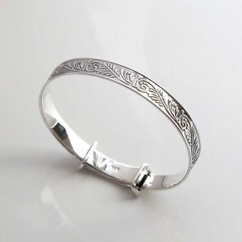 Sterling Silver Baby Christening Bangle, 7 of 9