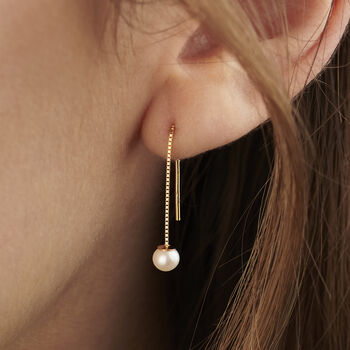 9ct Gold Pearl Thread Through Earrings, 2 of 7