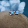 Blue Opal Square Stud Earrings In Sterling Silver, thumbnail 4 of 12