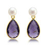 Clara Freshwater Pearl And Amethyst Drop Earrings, thumbnail 1 of 3