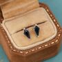 Sterling Silver Extra Tiny Black Cz Rhombus Stud Earrings, thumbnail 1 of 12