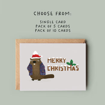 'Merry Christmas' Beaver Christmas Cards, 8 of 9