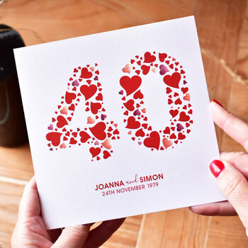 Personalised Love Hearts Ruby 40th Anniversary Card, 5 of 7