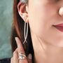 Sterling Silver Long Drop Spiked Ear Jacket Earrings, thumbnail 3 of 7