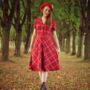 Lisa Dress In Red Check Tartan Vintage 1940s Style, thumbnail 2 of 2