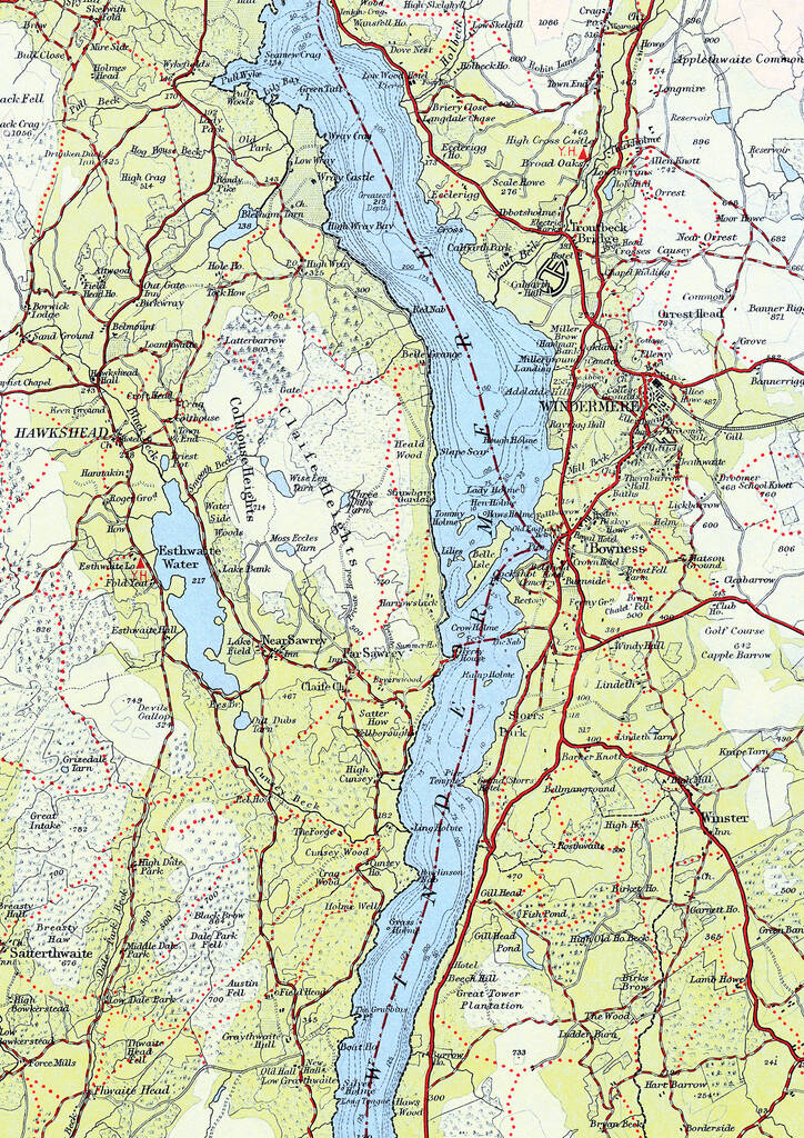 Lake District Windermere Map Greetings Card By A Northern Life ...