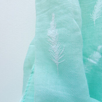 Mint Green Feather Scarf With Personalisation, 3 of 12