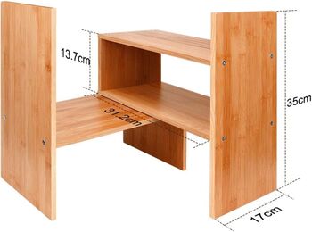 Adjustable Natural Bamboo Storage Organiser Bookshelf, 7 of 7