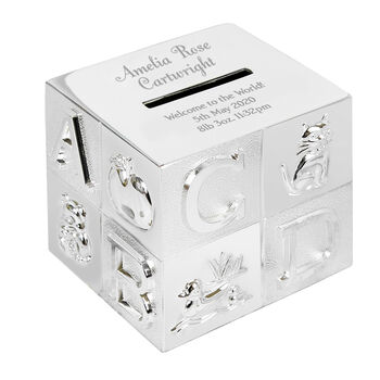 Personalised Big Name Abc Money Box – Baby Keepsake For Christening Or New Baby Gift, 4 of 4