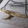 Oxidised 925 Silver Flying Bird Necklace Gold Plated, thumbnail 3 of 8