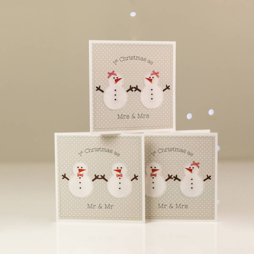Image of 1st Married Christmas Card Snowman Couple