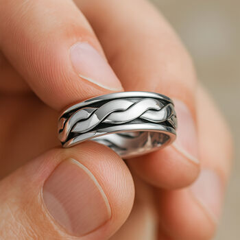 Personalised Mens Sterling Silver Celtic Braid Spinning Ring, 2 of 12