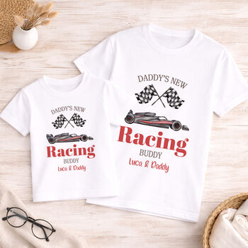 Personalised Daddy’s New Racing Buddy Baby Outfit, 3 of 8
