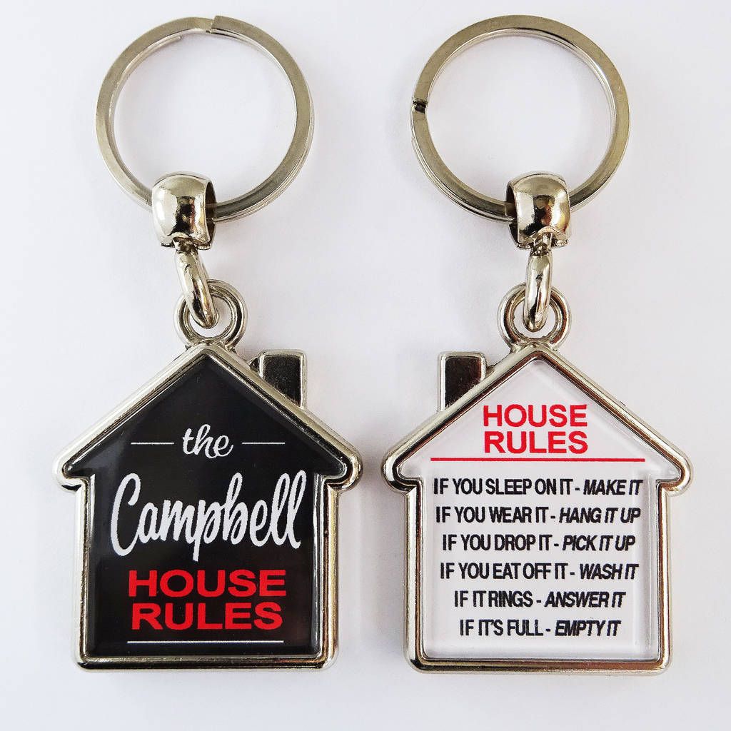 Personalised House Rules Keyring By FROZEN FIRE