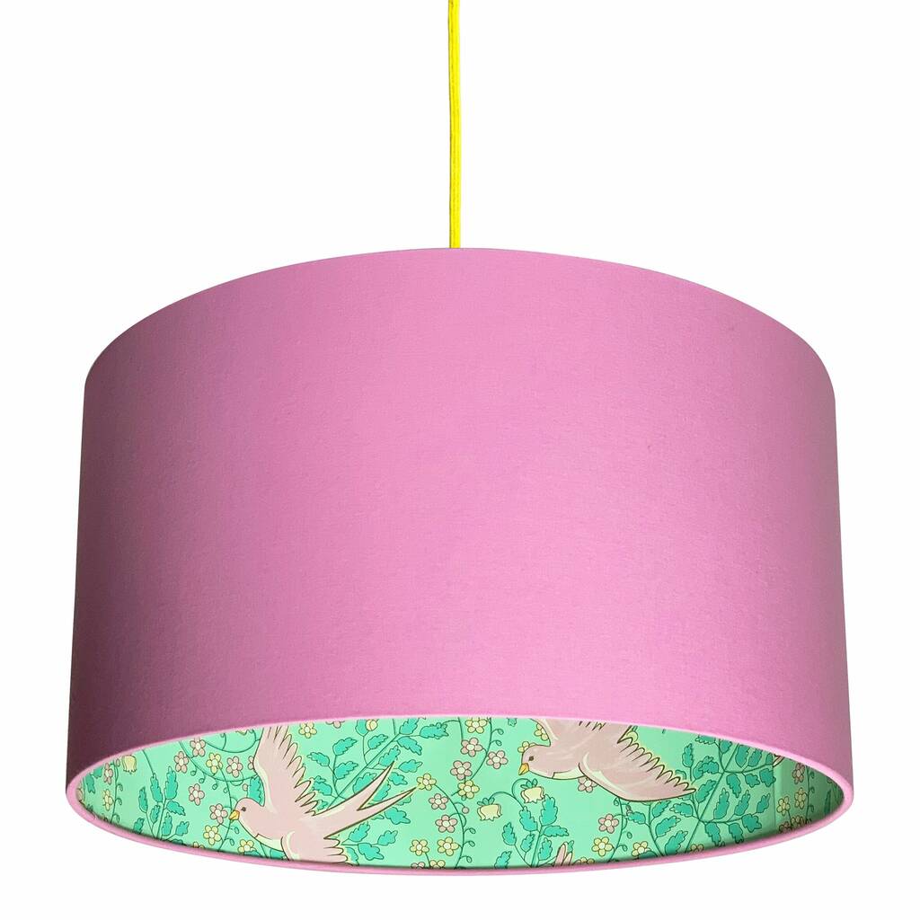 Pink Swallows Lampshades With Candy Floss Cotton By Love Frankie Ltd Notonthehighstreet Com