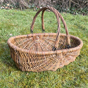 Set Of Two Natural Willow Wicker Garden Trug Baskets, 2 of 7