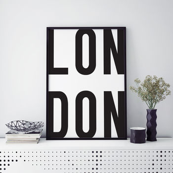 'London' Monochrome Typographic Print, 2 of 3