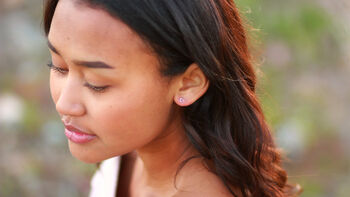 Mini Heart Studs In Rose Gold Fill, 6 of 6