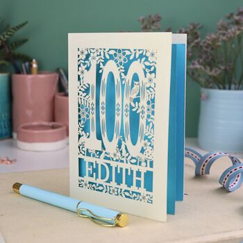 Personalised 100th Birthday Card Papercut Woodland Design, 5 of 7