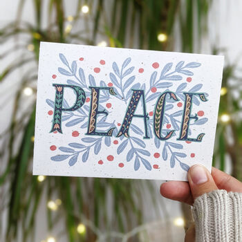 Peace Folk Lettering Christmas Card, 2 of 3