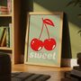 Cherry Print, Cherry Poster, Home Decor, Retro Art Posters, thumbnail 5 of 6
