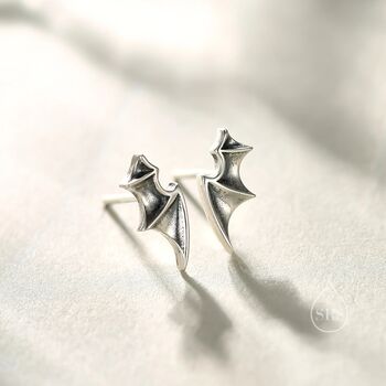 Sterling Silver Tiny Bat Wing Screw Back Earrings, 6 of 12