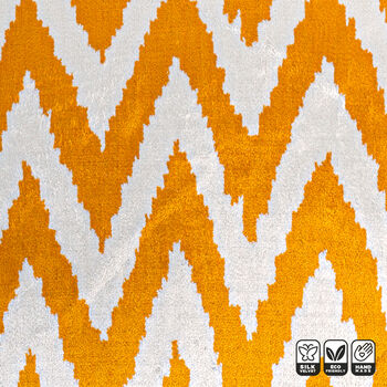 Orange Zig Zag Ikat Silk Velvet Pillow Cover 40x40cm, 4 of 6