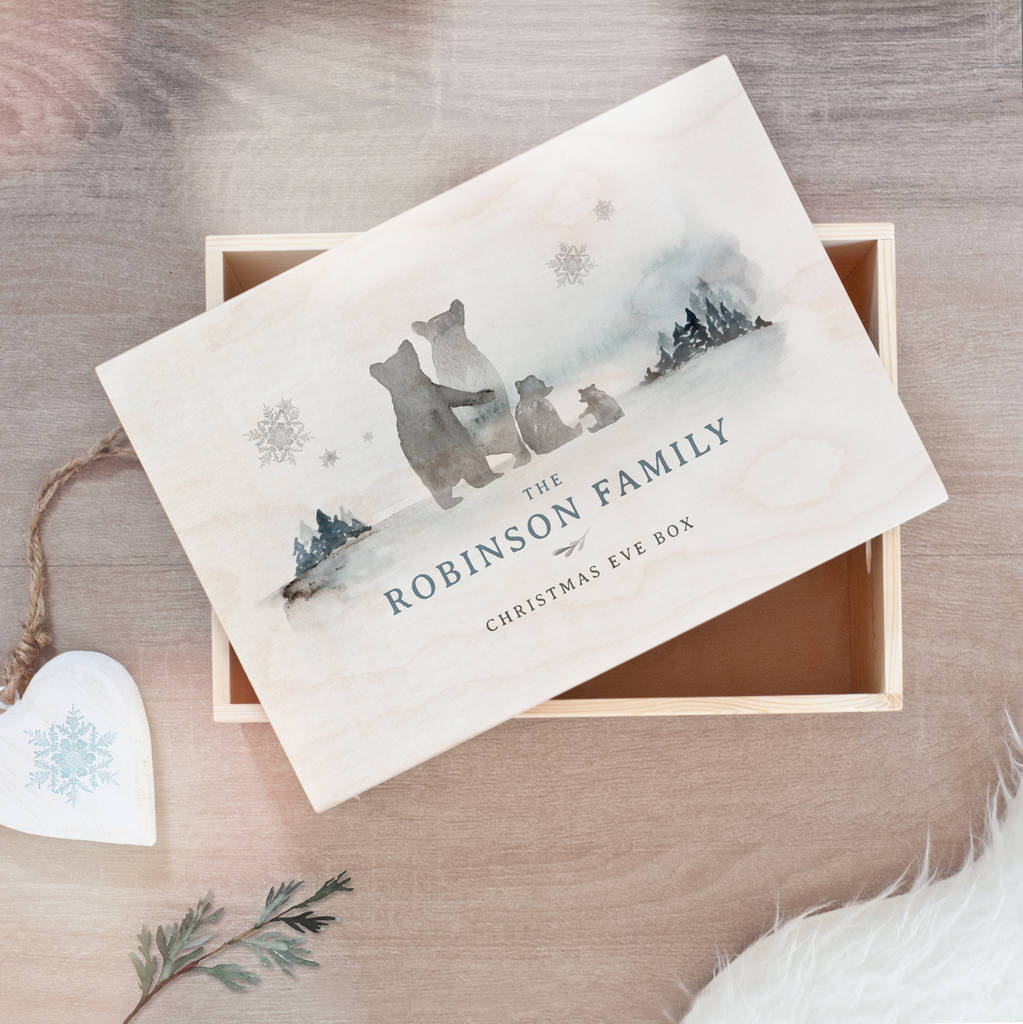 personalised bear family christmas eve box by the drifting bear co | notonthehighstreet.com
