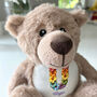 Personalised Flower Alphabet Brown New Baby Teddy Bear, thumbnail 5 of 5